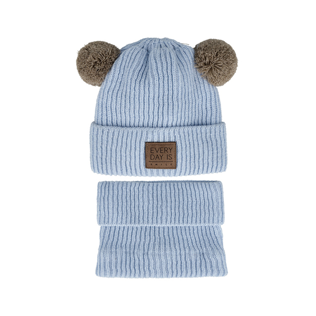 Detská súprava s nákrčníkom, so šnúrkovými bombuľkami 48-52 cm