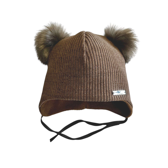 Marko, zimná čiapka Rada, z rebrovaného materiálu, s dvomi bombuľkami