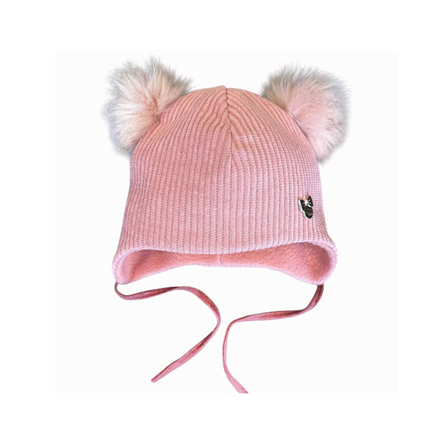 Marko, zimná čiapka Rada, z rebrovaného materiálu, s dvomi bombuľkami