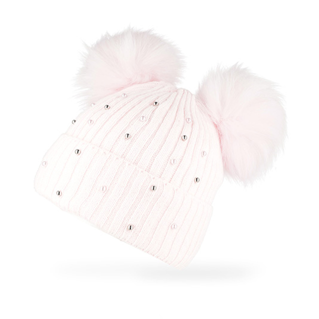 Dievčenská a dámska zimná čiapka s bombuľkami 54-56 cm