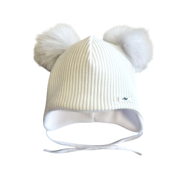 Marko, zimná čiapka Rada, z rebrovaného materiálu, s dvomi bombuľkami