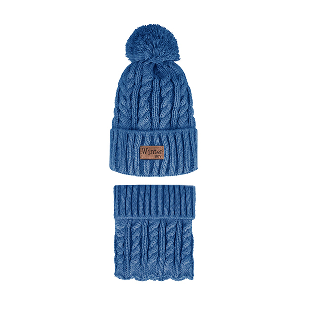 Detská súprava s nákrčníkom, so šnúrkovou bombuľkou 48-52 cm