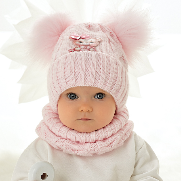 Detská súprava s nákrčníkom, s dvomi bombuľkami 46-50 cm